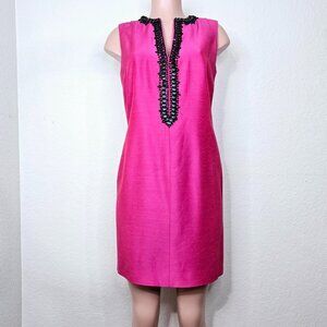 Chetta B by Sherrie Bloom Pink Sleeveless Dress Wooden Beads Peter Noviello